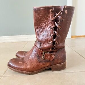 Sofft Chestnut Leather Moto Boots